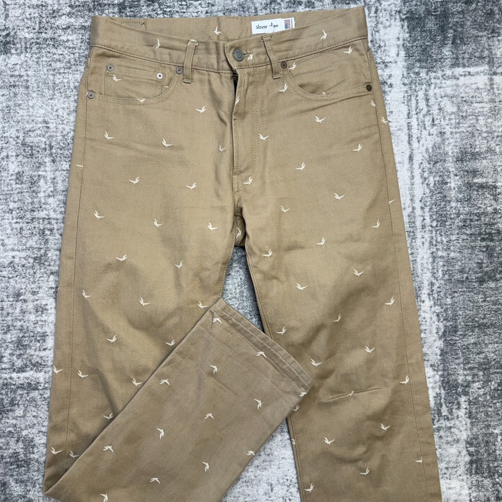 Steven Alan Pants Men 30 Khaki Brids Motif Embroidered Preppy Quiet Luxury Chino